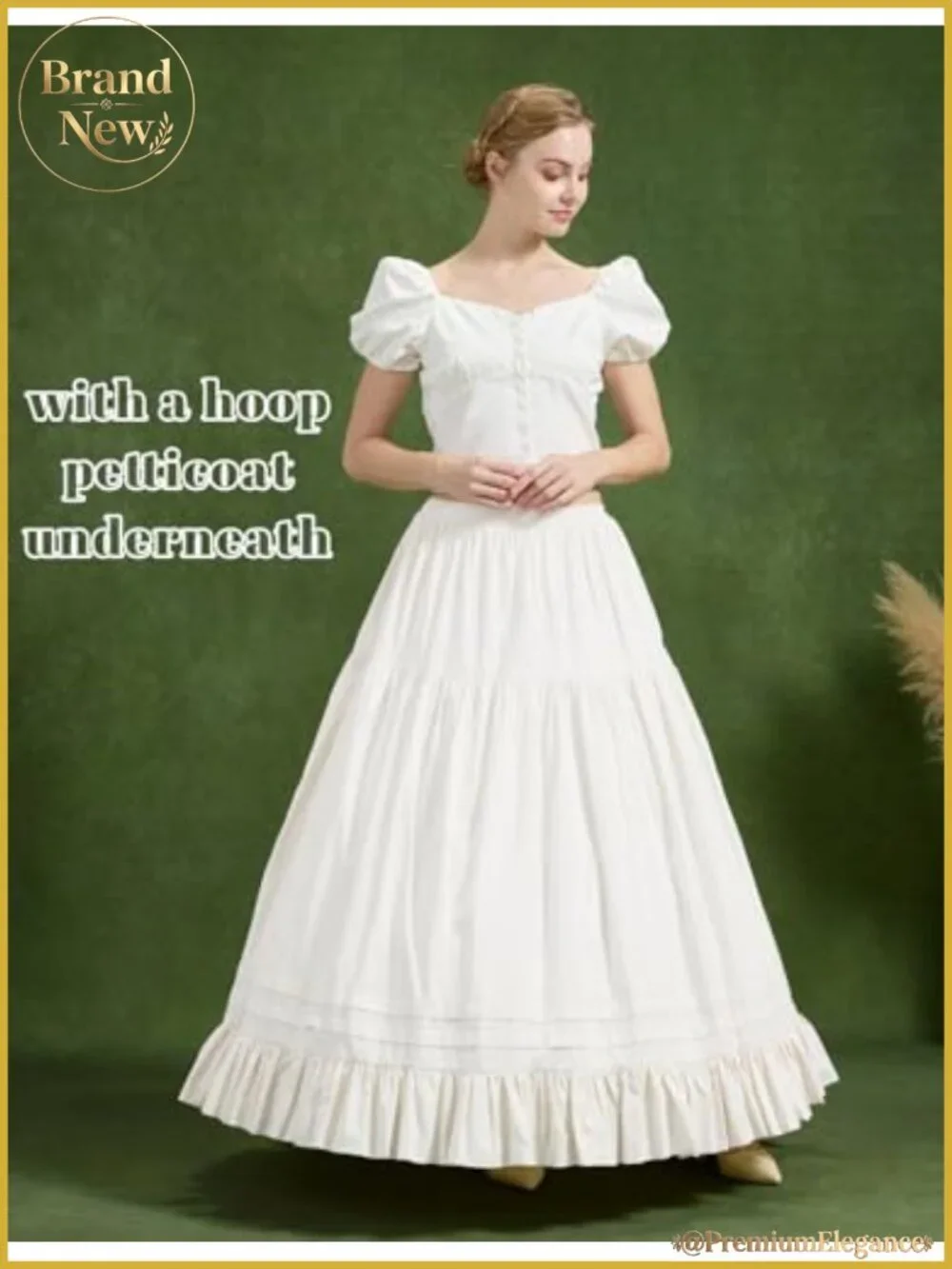 Women's Half Slip Petticoat Full Length Underskirt 100% Cotton Medieval Cosplay